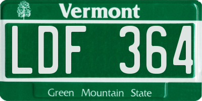 VT license plate LDF364