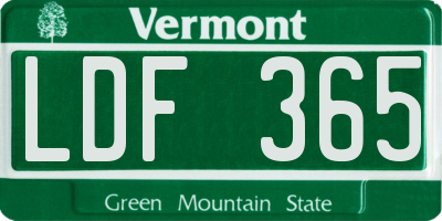 VT license plate LDF365