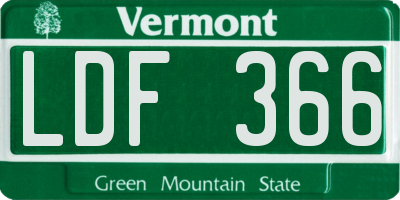VT license plate LDF366