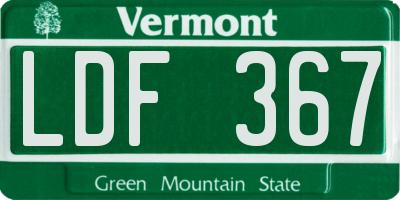 VT license plate LDF367