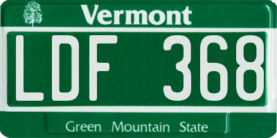 VT license plate LDF368