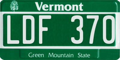 VT license plate LDF370