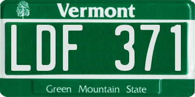 VT license plate LDF371