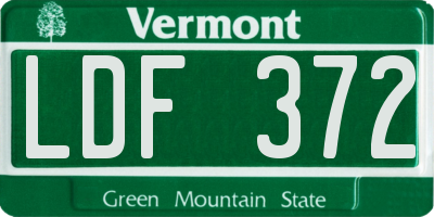 VT license plate LDF372