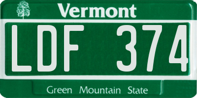 VT license plate LDF374
