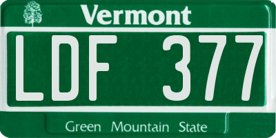VT license plate LDF377