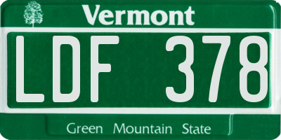 VT license plate LDF378