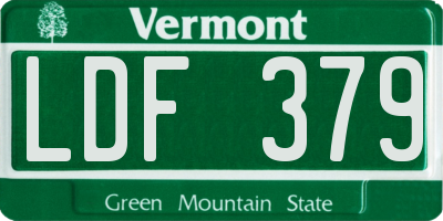 VT license plate LDF379