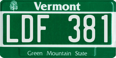 VT license plate LDF381
