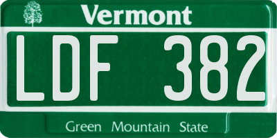 VT license plate LDF382