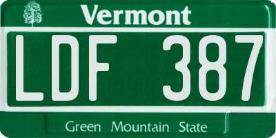 VT license plate LDF387