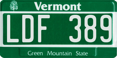 VT license plate LDF389