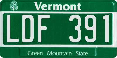 VT license plate LDF391