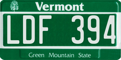 VT license plate LDF394