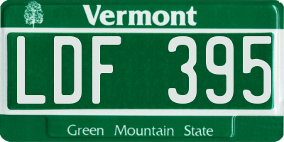 VT license plate LDF395
