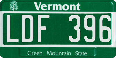VT license plate LDF396