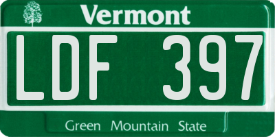 VT license plate LDF397