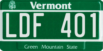 VT license plate LDF401