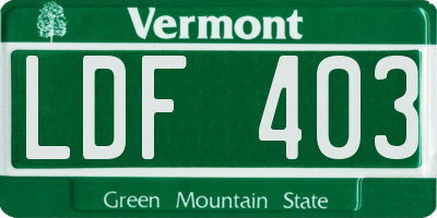 VT license plate LDF403