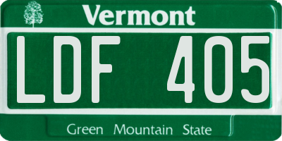 VT license plate LDF405