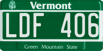 VT license plate LDF406