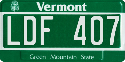 VT license plate LDF407