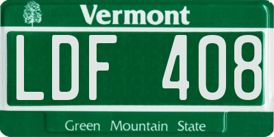 VT license plate LDF408