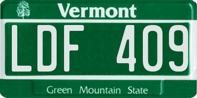 VT license plate LDF409