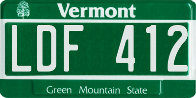 VT license plate LDF412