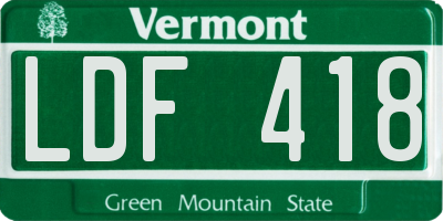 VT license plate LDF418