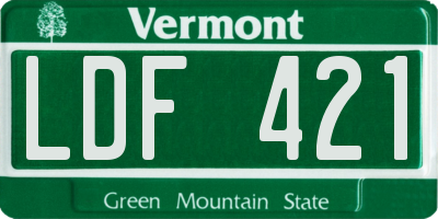 VT license plate LDF421