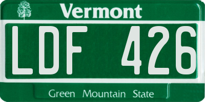 VT license plate LDF426
