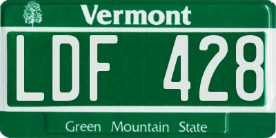 VT license plate LDF428