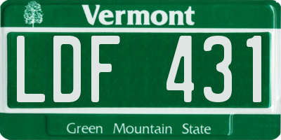 VT license plate LDF431