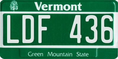 VT license plate LDF436