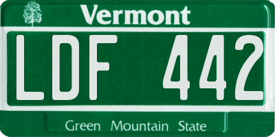 VT license plate LDF442