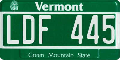 VT license plate LDF445