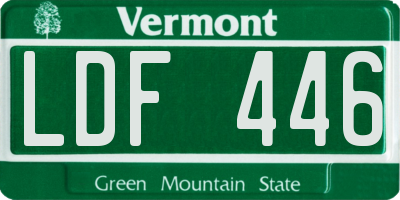 VT license plate LDF446