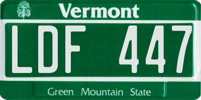 VT license plate LDF447