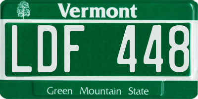 VT license plate LDF448