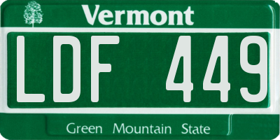 VT license plate LDF449
