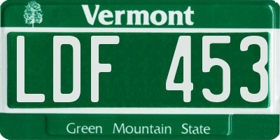 VT license plate LDF453