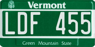 VT license plate LDF455