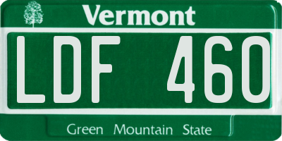 VT license plate LDF460