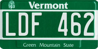 VT license plate LDF462