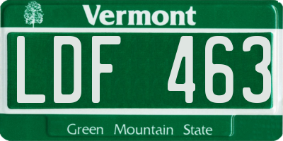 VT license plate LDF463