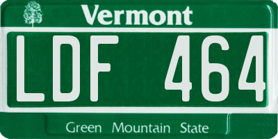 VT license plate LDF464