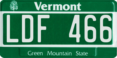 VT license plate LDF466