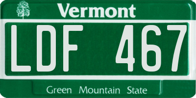 VT license plate LDF467
