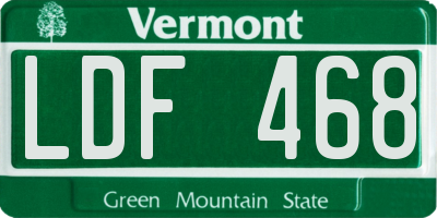 VT license plate LDF468